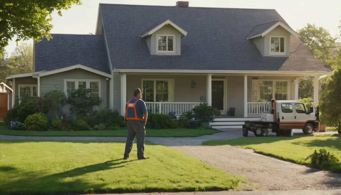 A friendly provider talking with a homeowner beside an older frame house in Chesterfield